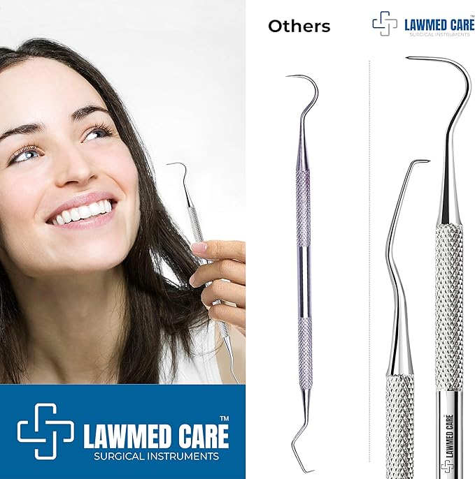 Stainless Steel Dental Tool Set – Plaque & Tartar Remover with Dental Pick & Tooth Scraper