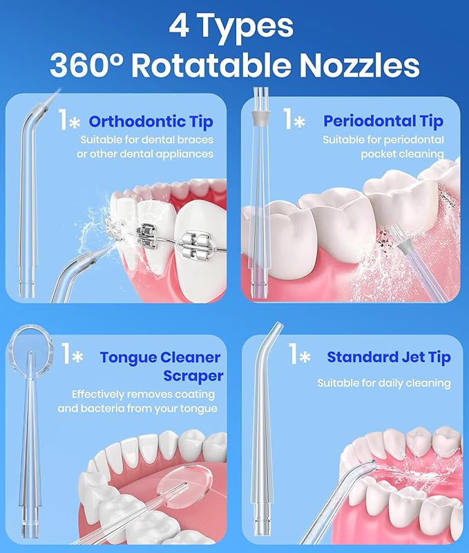 Water Flosser, 300ML Portable Cordless Water Dental Flossers for Teeth Deep Cleaning, IPX7 Waterproof Rechargeable Electric Oral Irrigator Teeth Pick for Travel Home Use and Braces Care (Black)