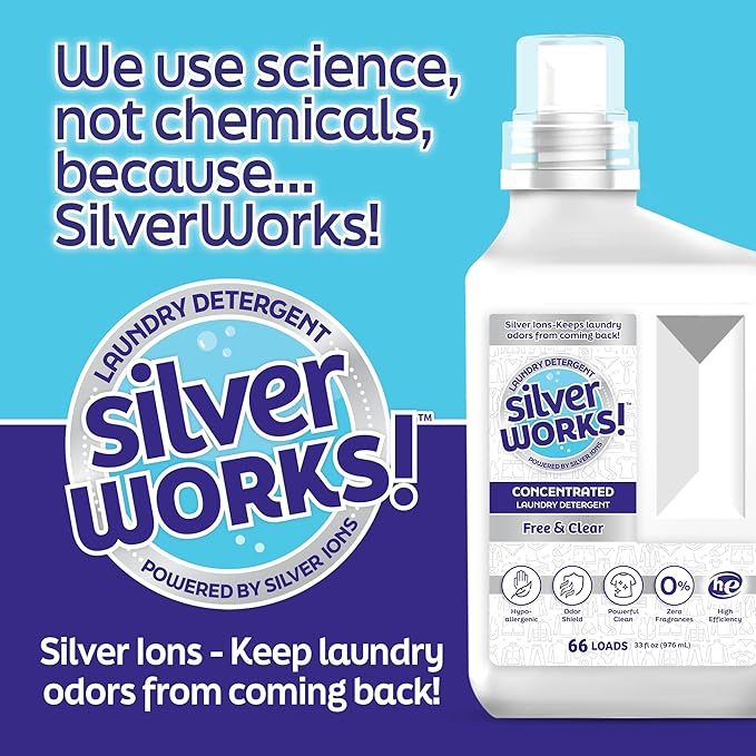 Powerful Odor Eliminating Laundry Detergent Liquid, Silver Ion Deodorizer Technology, Laundry Odor Eliminator For Clothes, Cleans, Deodorizes & Protects - 33 fl oz, 66 Loads, Free & Clear