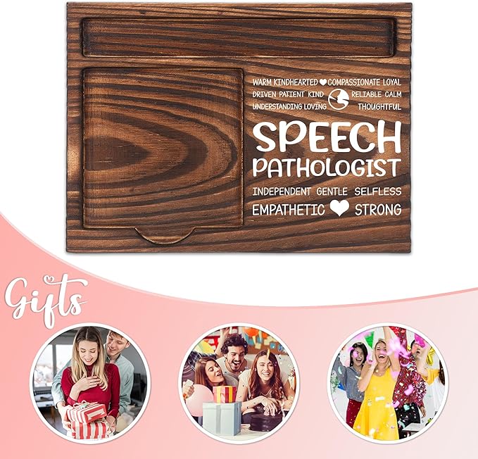 Speech Pathologist Appreciation Gifts, Thank You Gift for Speech Language Pathologist, Pathology Office Coworkers Staff Gifts, Sticky Note Holder Wooden Notepad & Pen Holder 6.5" x 4.7" - FTA272