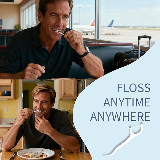GENKENT Floss Picks, 200 Count Dental Tooth Picks Flossers, Teeth Cleaning Tools with Toothpicks