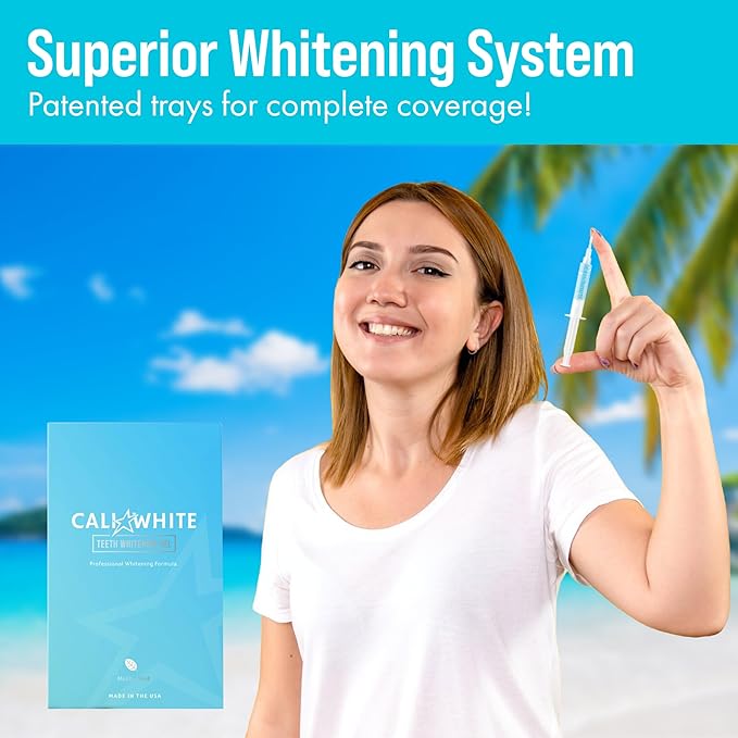 Cali White Teeth Whitening Gel Refills - 35% Carbamide Peroxide Formula - Vegan Organic Tooth Bleach - 3-Piece 5 ml Syringes for Teeth Whitening Kits - Use with UV or LED Light and Trays