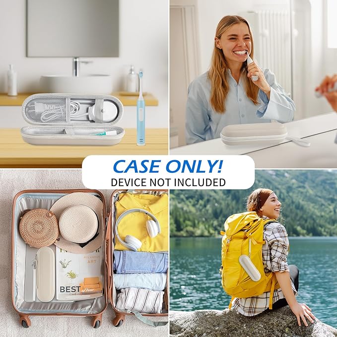 Toothbrush Travel Case for Oral B/Oral-B Pro 1000 1500 5000 7000 & Philips Sonicare 4100 1100 5300 5100 6100/iO Electric Toothbrush, Hard Protective Storage Bag (Starlight case&toothbrush cap)