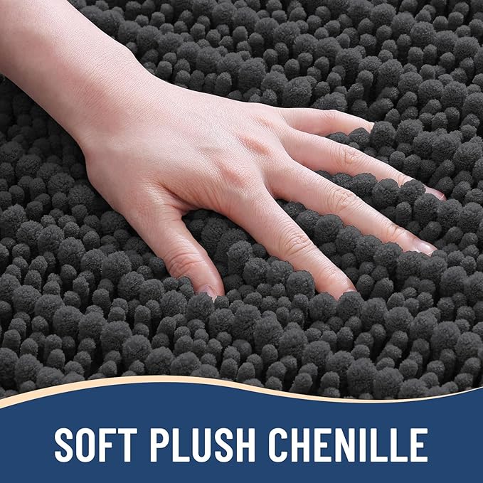 Arotive Luxury Round Chenille Bathroom Rug Mat, Extra Soft Thick Absorbent Shaggy Bath Rugs, Non-Slip Machine Wash Dry Plush Bath Mats for Bathroom, Shower and Tub, 24x24, Dark Grey