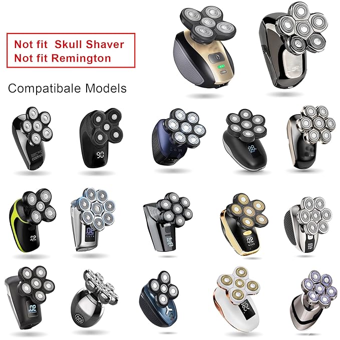 Universal Head Shaver Replacement Heads 9 Blades Head Shavers Replacement Blades for Bald Men Compatible with Freebird Shaver & Other Brands (silver9)