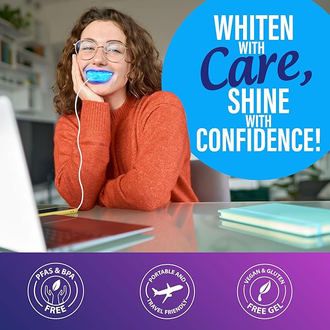 GuruNanda Premium Teeth Whitening Kit with Wired LED Light & Whitening Pen, Works with iPhone & Android, Helps Remove Surface Stains from Coffee, Food, Soda