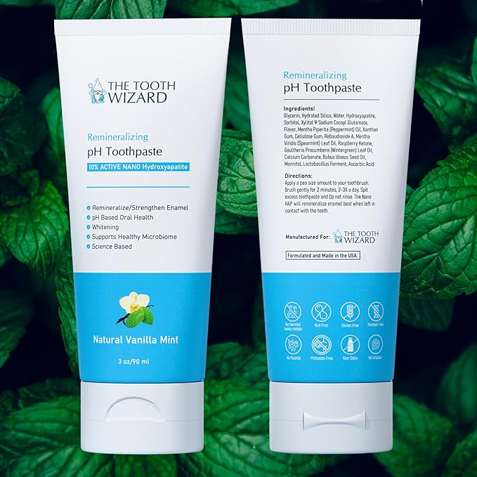 pH Balancing Toothpaste | Natural Vanilla Mint Flavor | Fluoride-Free | SLS-Free | Gentle Whitening | Supports Healthy Oral Microbiome | 3 Pack