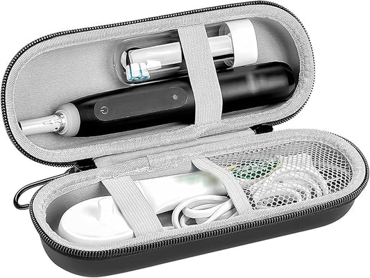 Hard Electric Toothbrush Travel Case, Portable EVA Carrying Bag Fits Charger & Toothpaste, Compatible with Oral-B Pro 1000 5000 iO Series & Philips Sonicare 4100 5100 (Black)