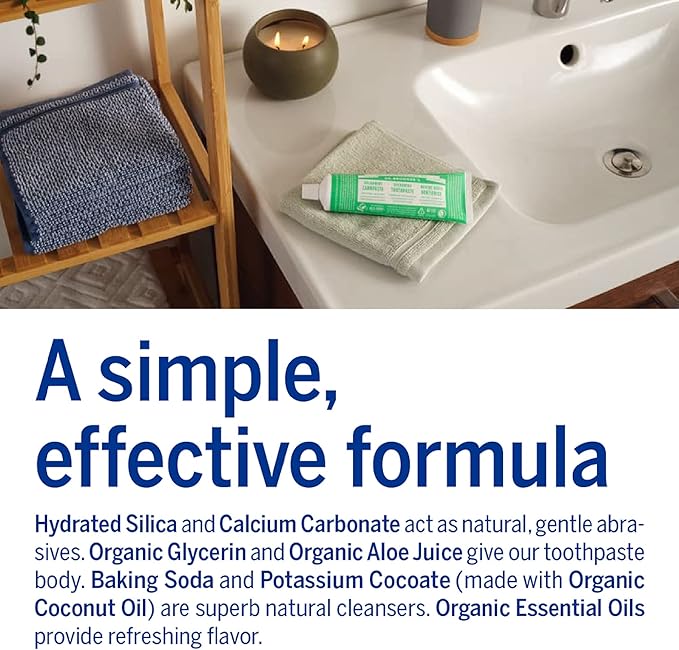 Dr. Bronner’s - All-One Toothpaste Variety Pack - Peppermint & Spearmint, 70% Organic Ingredients, Fluoride-Free, Helps Freshen Breath, Vegan (5oz, 2-Pack)