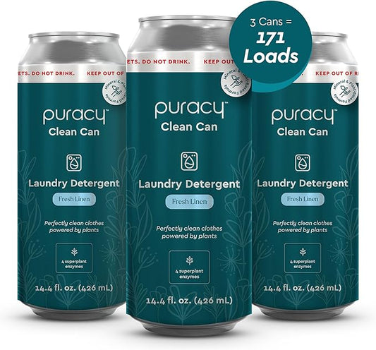 Puracy Liquid Laundry Detergent Clean Can Refill - Enzyme-Powered Liquid Laundry Detergent Concentrate, Natural Laundry Detergent Seen on TikTok, Non-Toxic (Fresh Linen, 14.4 fl)