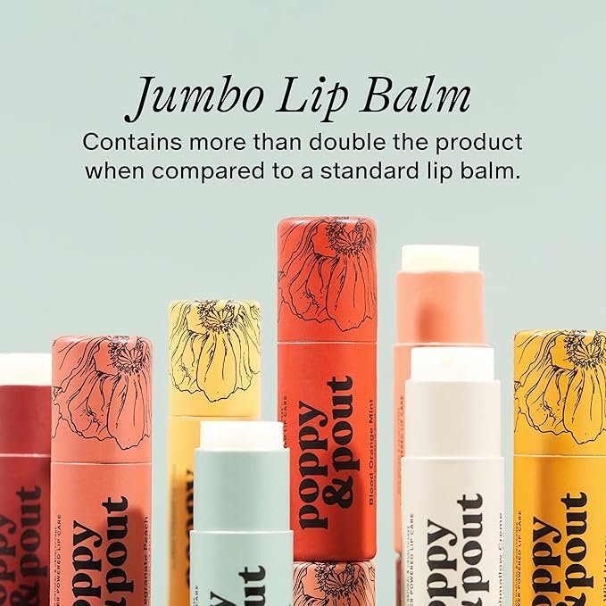 Poppy & Pout Lip Care Set | Lip Balm & Scrub | Sustainable Cardboard Tubes & Glass Jars, All Natural, Beeswax, Coconut Oil, Cruelty Free, Exfoliating & Moisturizing Lip Treatment (Cinnamint)