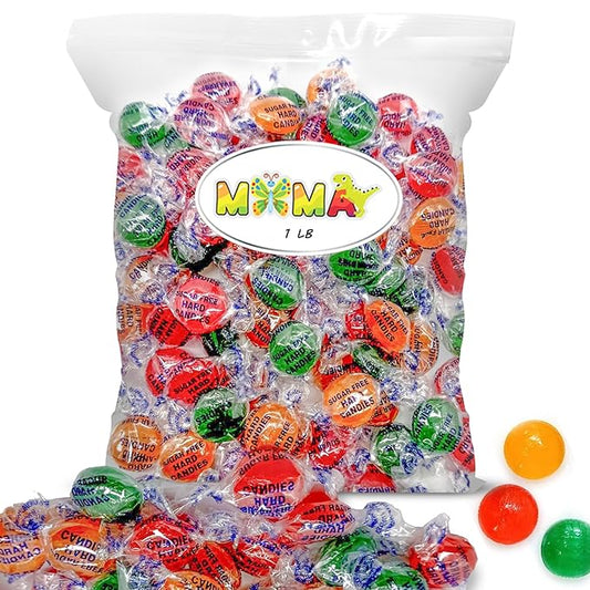 Sugar Free Assorted Fruit Flavors Hard Candy Variety Pack - 1lb Bag of Mima's Summer Mega Sale Hard Treats Individually Wrapped - Delicious Fruit Flavors Bulk Candy