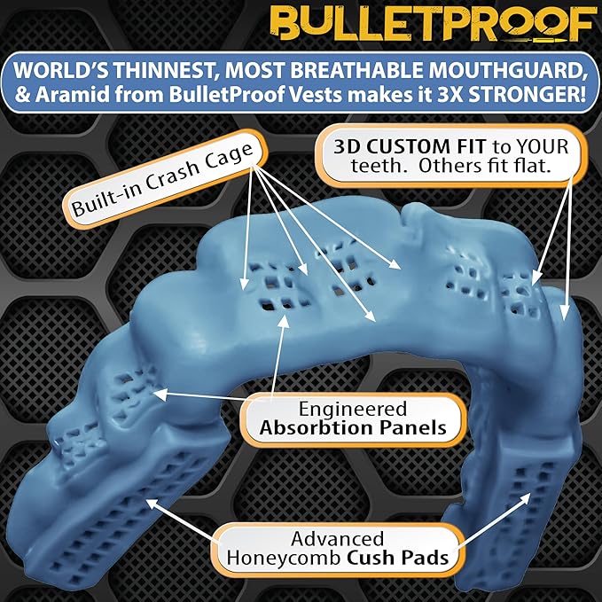 Bulletproof MMA Boxing Mouth Guard is 3X Stronger! Fighting Mouthguard Martial Arts Mouthpiece Karate Muay Thai Taekwondo Sparing Wrestling BJJ Jiu Jitsu Mouth Piece Men Women Adult Youth
