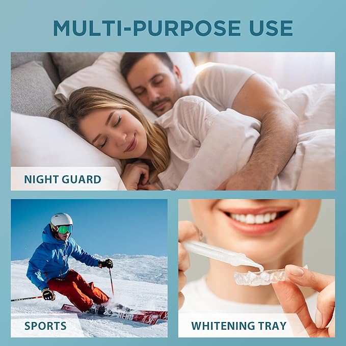 Mouth Guard for Grinding Teeth at Night: Night Teeth Grinding Guard Night Guards for Teeth Clenching Custom Fit for Nighttime Protection 4 Pack + 20 Cleansing Tablets