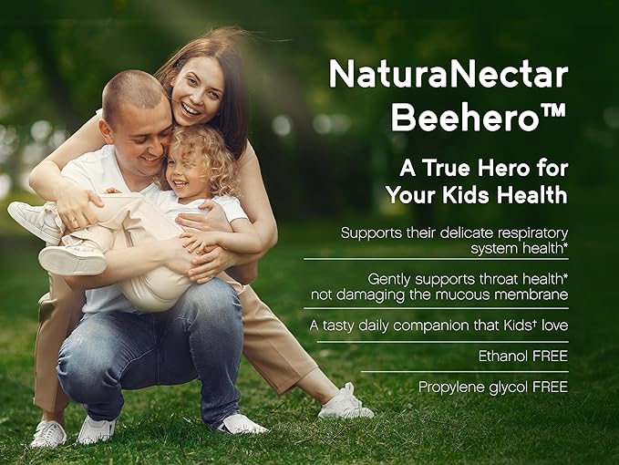NaturaNectar Exclusive Kids Propolis Throat Spray, BeeHero Berry Blast Flavor (3 Packs)