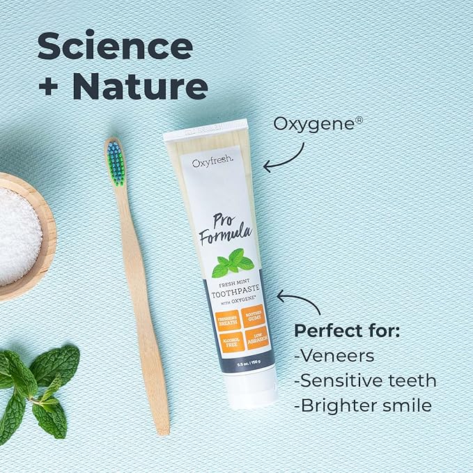Oxyfresh Pro Formula Fresh Mint Toothpaste – Gentle Low Abrasion - Cosmetic Fluoride Free Formula - Great for Sensitive Teeth and Gums with Natural Essential Oils. 5.5 oz. (3 Pack)