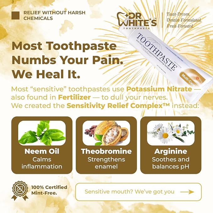 Dr. White’s Fruit by Design™ Line — Pure Pineapple Fluoride-Free Nano-Hydroxyapatite Toothpaste, 3.5 oz | Mint-Free | Dentist-Formulated | Enamel-Identical Mineral Care