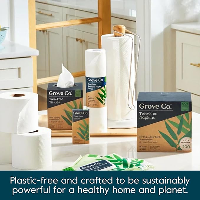 Grove Co. Bamboo Toilet Paper Tree Free & Septic Safe Bath Tissue, Ultra Soft, Durable, & Absorbent 3 Ply Sheets (1 Roll = 44.4 sq ft) Bulk Toilet Paper (Pack of 24 Rolls)