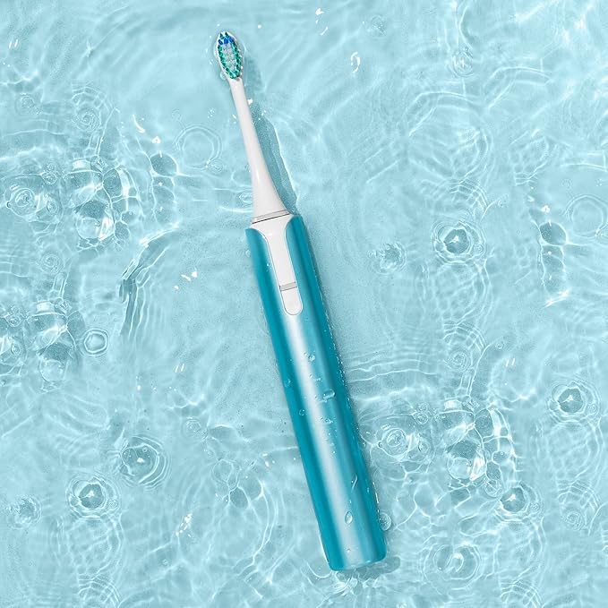 Soniclean Lux Sonic Toothbrush for Adults - 6 Toothbrush Heads, Rechargeable, Automatic, Refills, Aqua