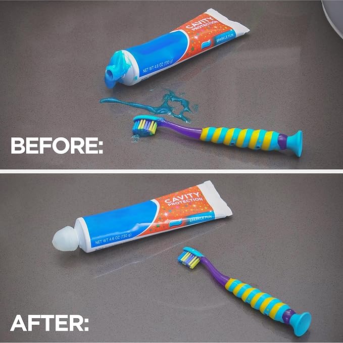 Chrome Cherry SqueezMe Self-Closing Toothpaste Caps, Silicone Lid for Kids & Adults, No Mess Toothpaste Dispenser, Easy Squeezer Cap for Tubes, Bathroom Accessory, Multicolor, Pack of 6
