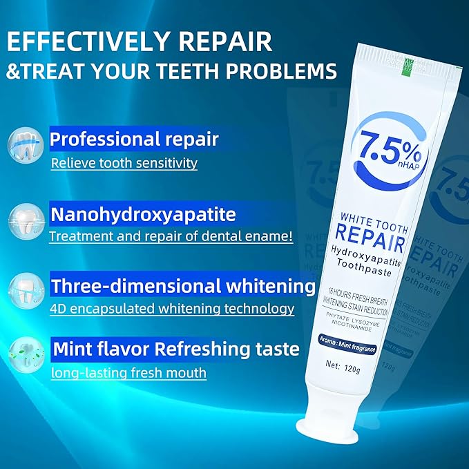Set 2-Pack Hydroxyapatite Toothpastes for Enamel Protection and Tooth Strengthening，Fresh Breath，Formula mild Mint， Daily Use for Oral Health.（ 4.23oz） (2)