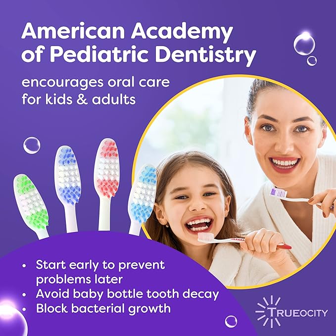 Trueocity Toothbrushes Bulk Individually Wrapped – 55 Pack Medium Bristle, Multi-Colored Toothbrushes for Adults and Kids, Travel & Hospitality Multi-Pack