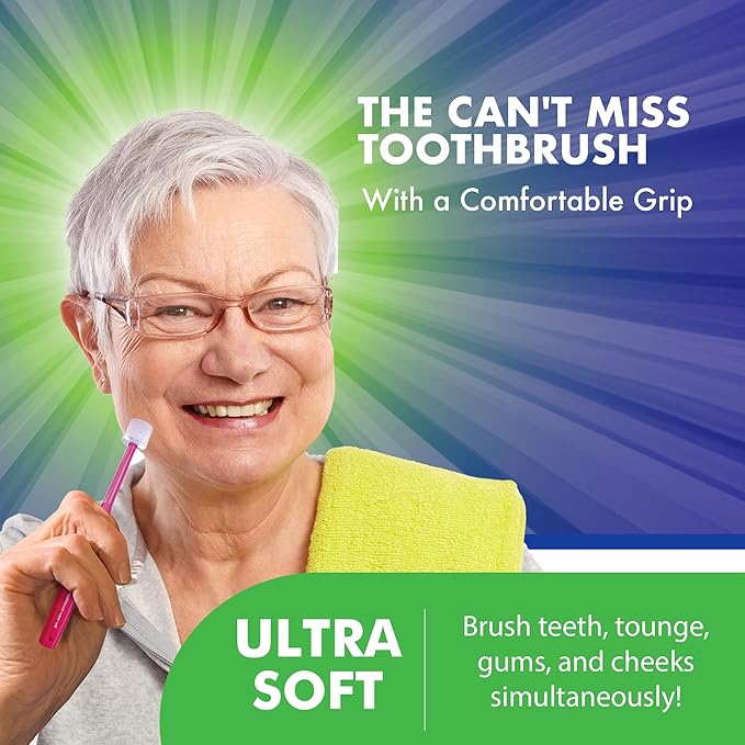 Brilliant Specialty Adult Round Toothbrush for Sensitive Mouths to Support Chemo and Other Sensory Oral Care Needs with Ultra Soft Bristles, Violet, 3 Pack