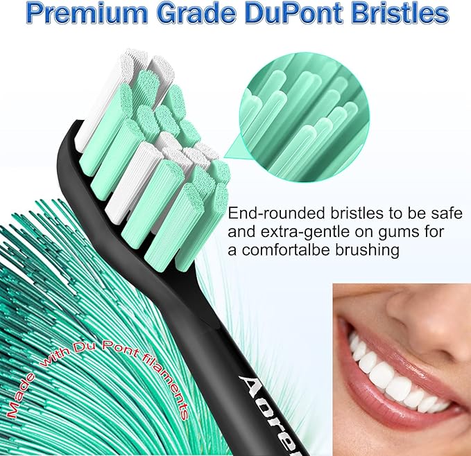 Aoremon Replacement Heads for Sonicare - Replacement Brush Heads Compatible with Philips Sonicare Snap-on Electric Toothbrush (Black),8 Pcs