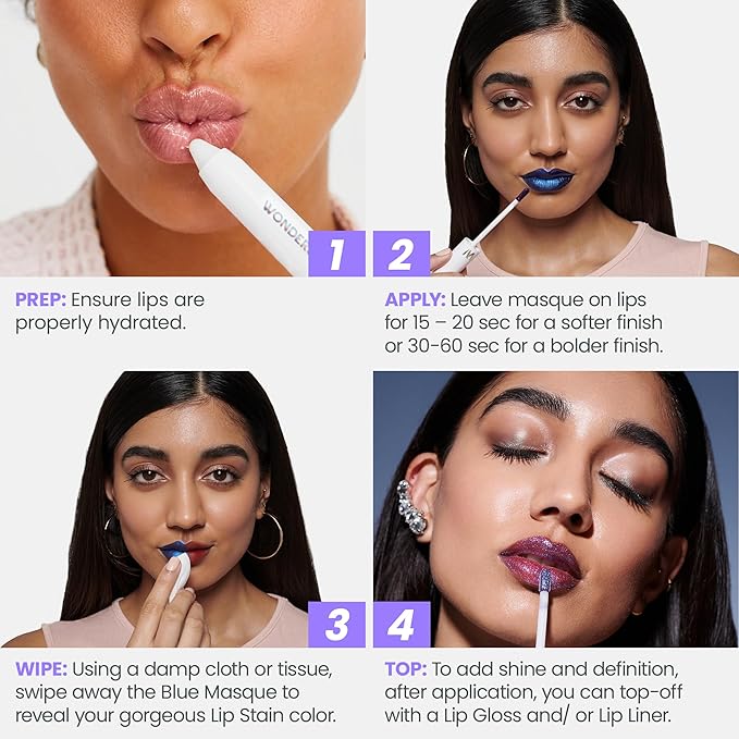 Wonderskin Wonder Blading Lip Stain Peel Off Masque, 2 Pack - Long Lasting, Waterproof & Transfer Proof Matte Brown Lip Tint Stain (Hush Masque)