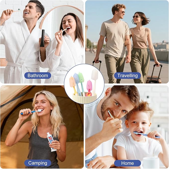 Serqd 6 Pack Silicone Toothbrush Covers, Travel Toothbrush Head Caps for Manual and Electric Toothbrushes, Breathable Hygienic Toothbrush Protector to Keep Toothbrush Fresh and Clean