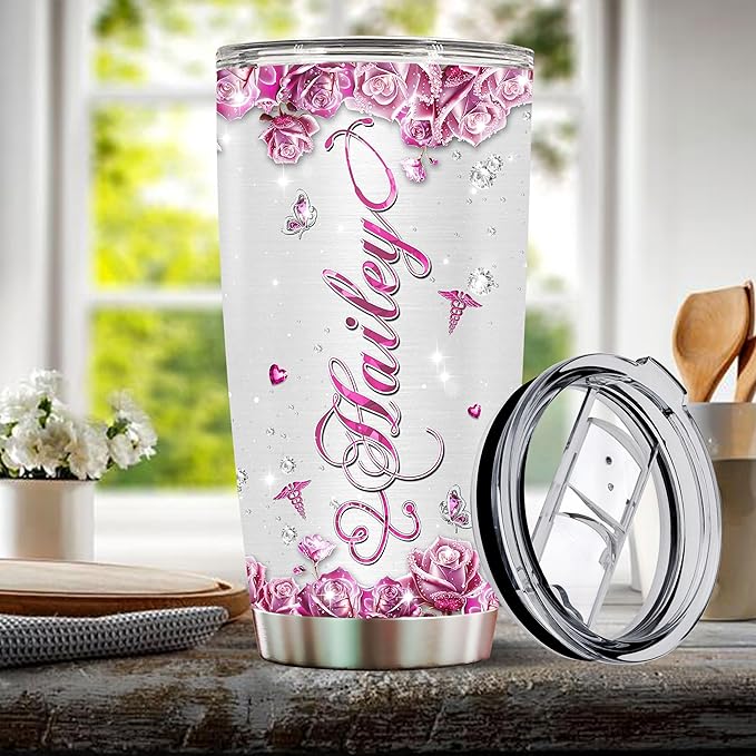 Personalized Nurse Gifts For Women 20oz Tumbler Coffee Mug Travel Cup Water Bottle Gift For Wife Daughter Mom Insulated Stainless Steel With Lid Christmas Birthday Mother's Day Valentine