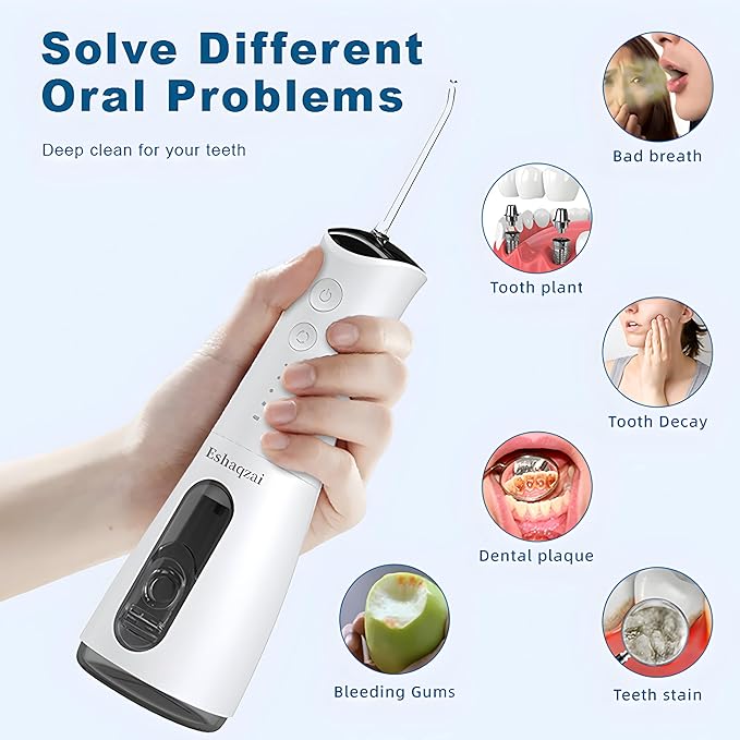 Water Flosser for Adults – Cordless, Waterproof Dental Flosser for Teeth & Gums, Rechargeable Oral Irrigator with 300ml/10oz Water Tank for Plaque Removal & Gum Care