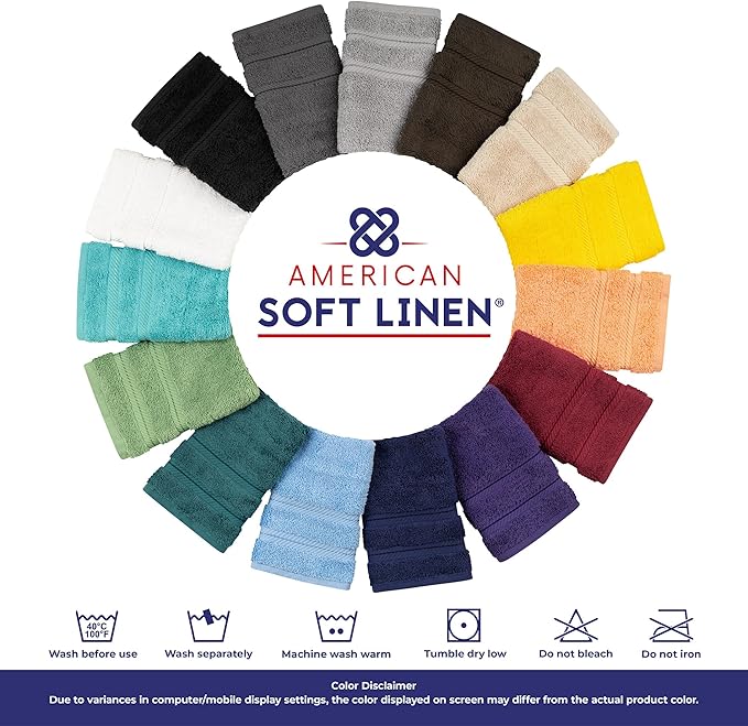 American Soft Linen Luxury 4 Piece Bath Towel Set, 600 GSM 100% Cotton Turkish Bath Towels for Bathroom, 27x54 in Extra Large Bathroom Shower Towels, Aqua Blue