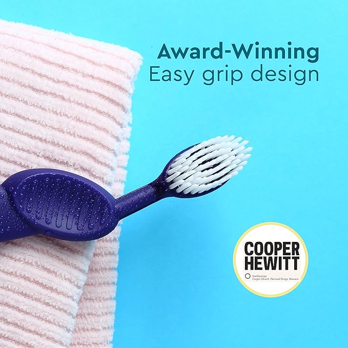 RADIUS Toothbrush, Flex Brush, Soft Bristles, Right Handed, Watermelon Brush with White Bristles, BPA Free & ADA Accepted, Pack of 2