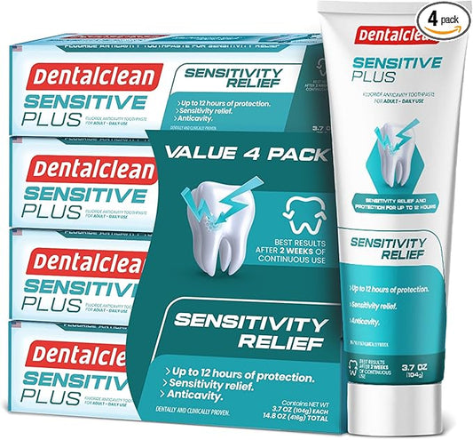 Pack of 4 Toothpaste Gel - Sensitivity Relief - Mild Mint Flavor - Protects Teeth and Reduces Sensitivity - 3.7 oz 104g