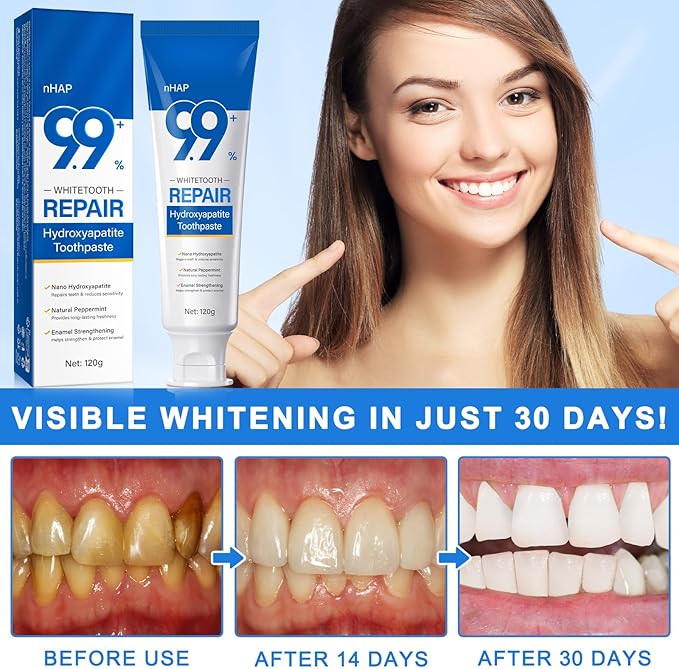 Hydroxyapatite Toothpaste, Enamel Care Nano Hydroxyapatite Toothpaste for Sensitive Teeth, 2Pack 8.46 Oz, Natural Mint for Extra Freshness, Non-Irritating Formula