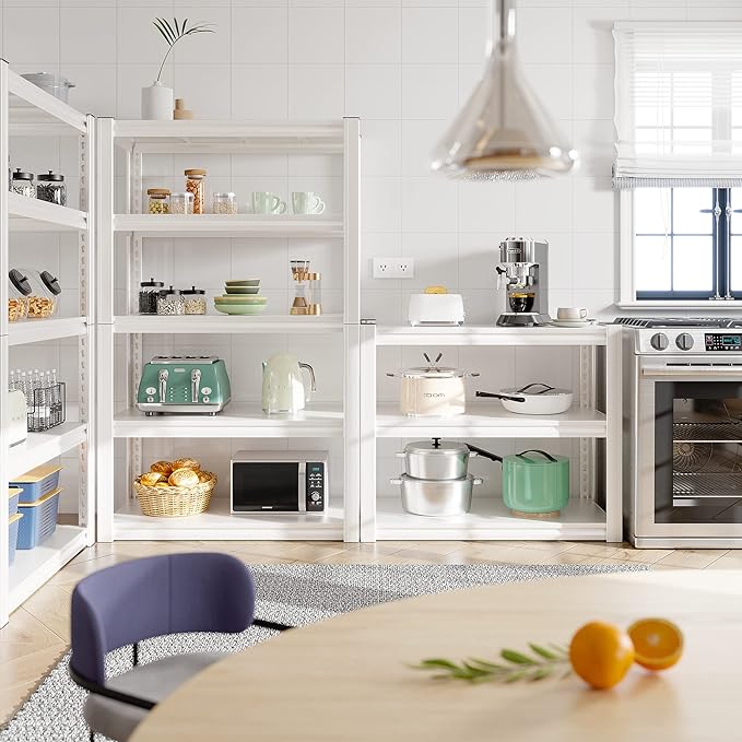 Raybee Garage Shelving Heavy Duty White Garage Storage Shelves 2010LBS Adjustable Heavy Duty Metal Shelving Metal Shelves for Kitchen Pantry 63" X32.1" X16.6", 3 Pack