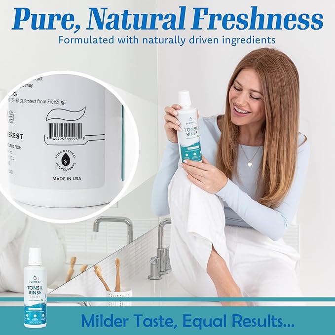 Everest Mouth Wash & Tonsil Stone Remover – Natural Mouthwash or Oral Rinse Liquid to Help Soothe Tonsils, Fight Bad Breath, & Relieve Dry Mouth – Paraben & Alcohol Free Mouthwash