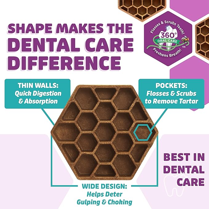 Yummy Combs Dog Dental Treats – Vet VOHC Approved – Delicious Chicken Protein – Removes Tartar with Cleaning Comb Shape – Dental Dog Treats for Extra Large Dogs (12oz, 6 Count)