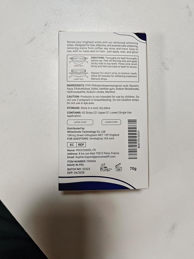 Teeth Whitening Strips, Mint Flavour Whitening Strips with Peroxide Free Formula -Gentle Dental Care & Fresh Breath - Pack of 42(21days Treatments)