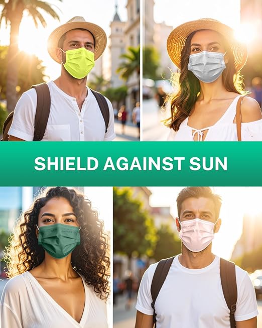Disposable Face Masks Made in USA, 4 Ply for Families, Students, Breathable All-Day Wear & Safety, FSA HSA Eligible, ASTM Level 3 Medical Grade, 50 Pack, Green