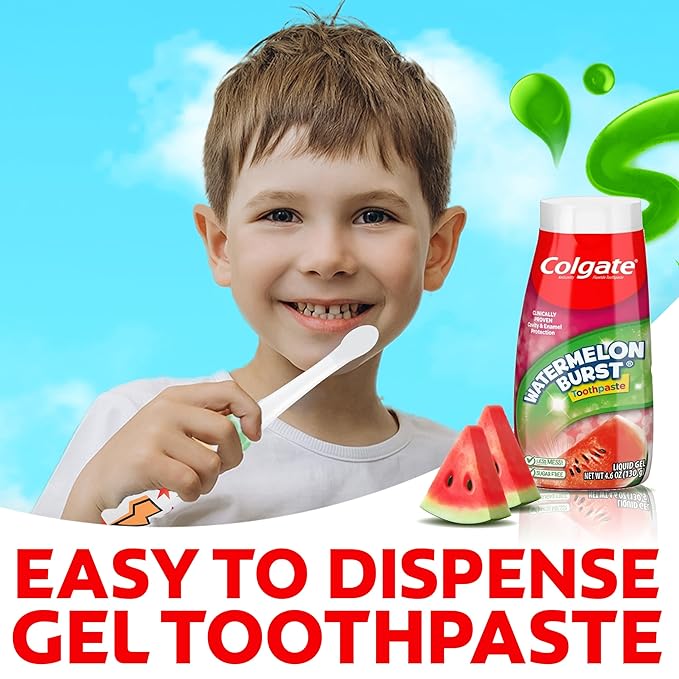 Colgate Anticavity Kids Toothpaste with Fluoride for Ages 2+, Watermelon Burst Flavor - 4.6 Ounce (4 Pack)