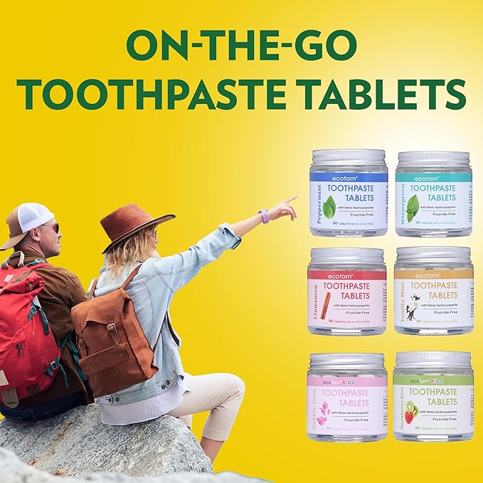 Toothpaste Tablets – Wintergreen | Nano Hydroxyapatite Toothpaste Tablets Chewable | Fluoride Free l 350 Tabs