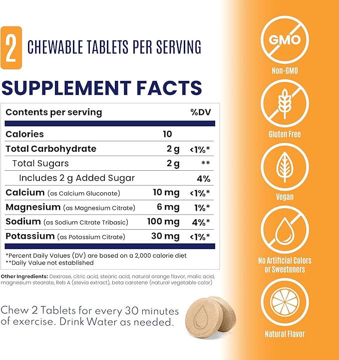 SaltStick Electrolyte FastChews - 120 Count Orange Flavor - Electrolyte Tablets for Hydration, Salt Tabs - 10 Count (Pack of 12)