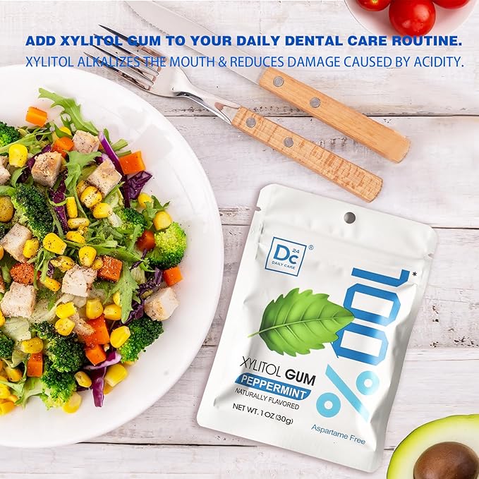 DC24 DAILY CARE 100% Xylitol Gum | Aspartame Free Chewing Gum | Natural Bubblegum Flavored Sugar Free Gum, 20 Pieces, Pack of 5