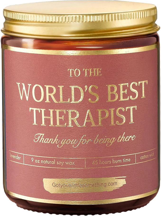 Therapist Gifts - World's Best Therapist Candle, Appreciation Gift Idea for Women Therapists, Mental Health Professionals, Occupational Therapy, Respiratory, Massage, Physical Therapist Gifts