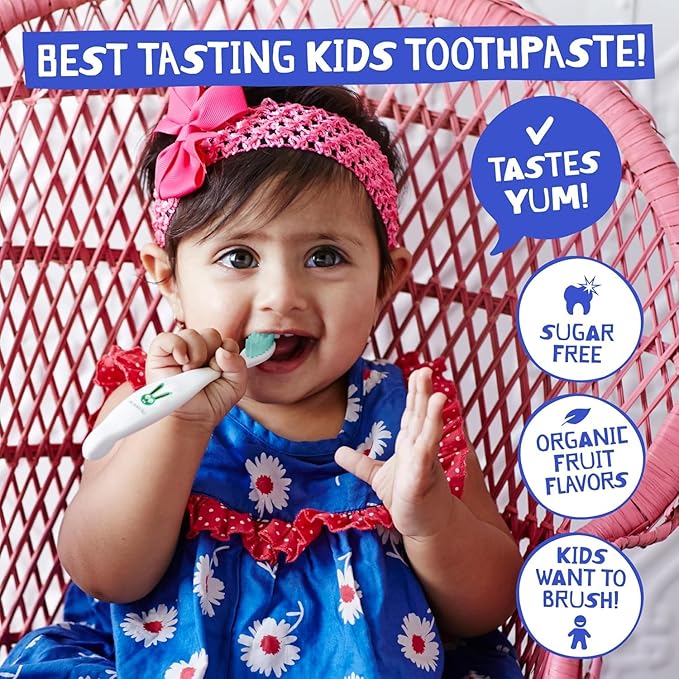 Jack N' Jill Mega Toothpaste 4x More - Natural Toddler Toothpaste for Baby, Kids & Infants 6 Months & Up, Fluoride Free Training Toothpaste for Toddlers 1-3, 40% Xylitol - Strawberry, 7.05 oz (1-Pack)