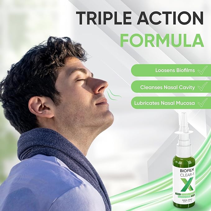 BioFilm Clear-X Nasal Spray with EDTA, Xylitol and Grapefruit Seed Extract, 2fl.oz 60ml, 500 Sprays per Bottle
