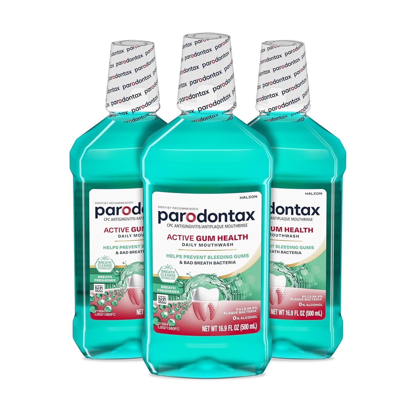 Parodontax Active Gum Health Mouthwash, Antiplaque and Antigingivitis Gum Mouthwash, Clear Mint, 16.9 Fl Oz x 3