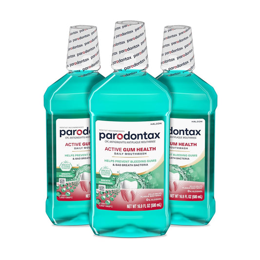 Parodontax Active Gum Health Mouthwash, Antiplaque and Antigingivitis Gum Mouthwash, Clear Mint, 16.9 Fl Oz x 3